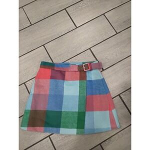 NWT Free Assembly Plaid A-Line Skirt Belted Wool Blend-2‎